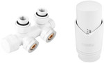 Decorative combined thermostatic set, angular, white